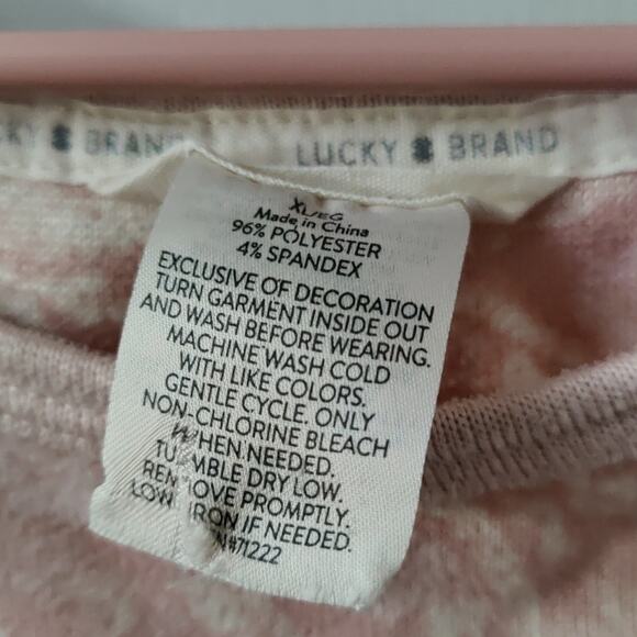 Lucky Brand Paisley Pink Pajama Set XL Soft Comfy Cozycore Loungewear Casual - Picture 7 of 7